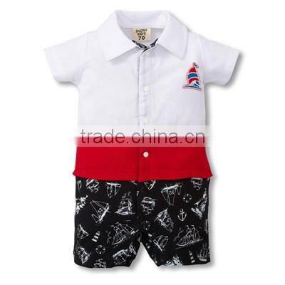 High Quality Children Jumpsuit Short Sleeve Imitation Cowboy Gentleman Rompers Toddle Kid Summer Baby Rompers Baby Clothing