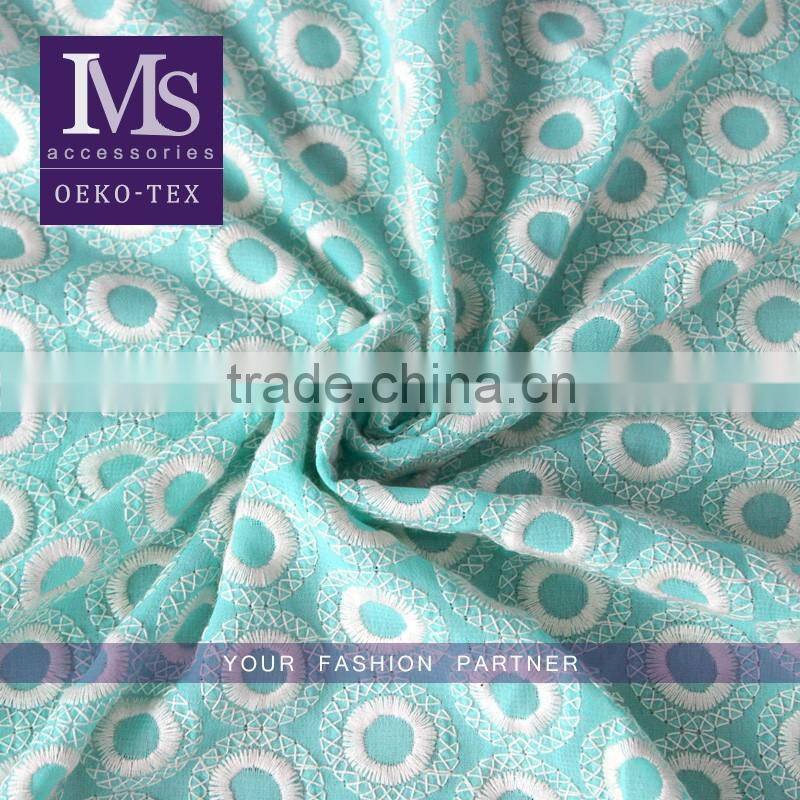 100% cotton combed flower fabric with lace embroidered lace fabric china