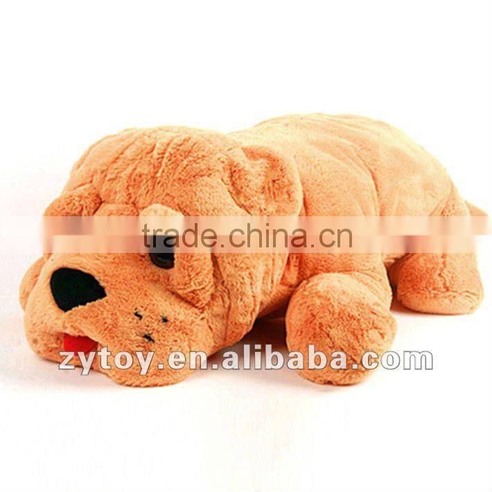 cute stuffed yellow fat plush dog toy