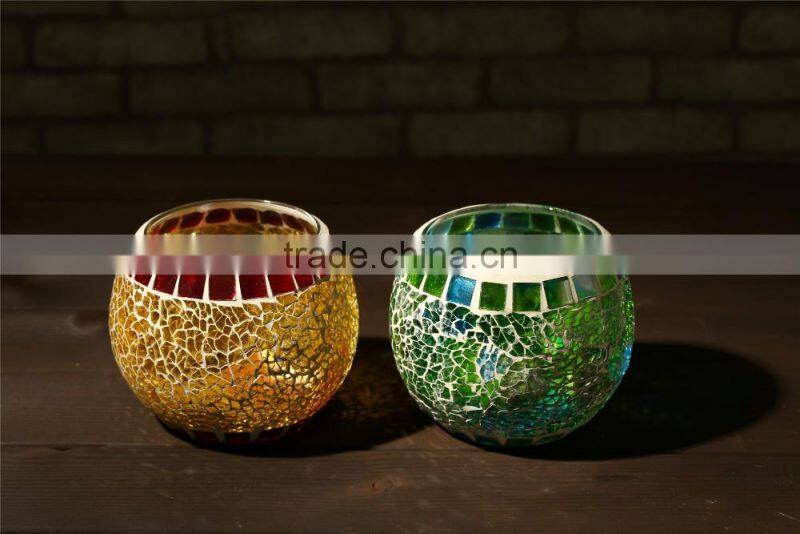 tempering glass &glass pieces glass candle holder mosaic