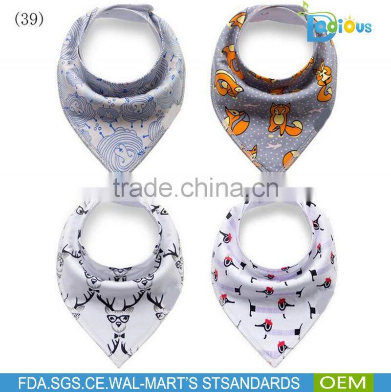 amazon bestseller 100% cotton Adjustable baby bandana drool bibs