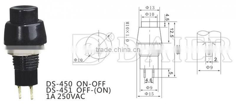 DS-450 10mm black push button switch