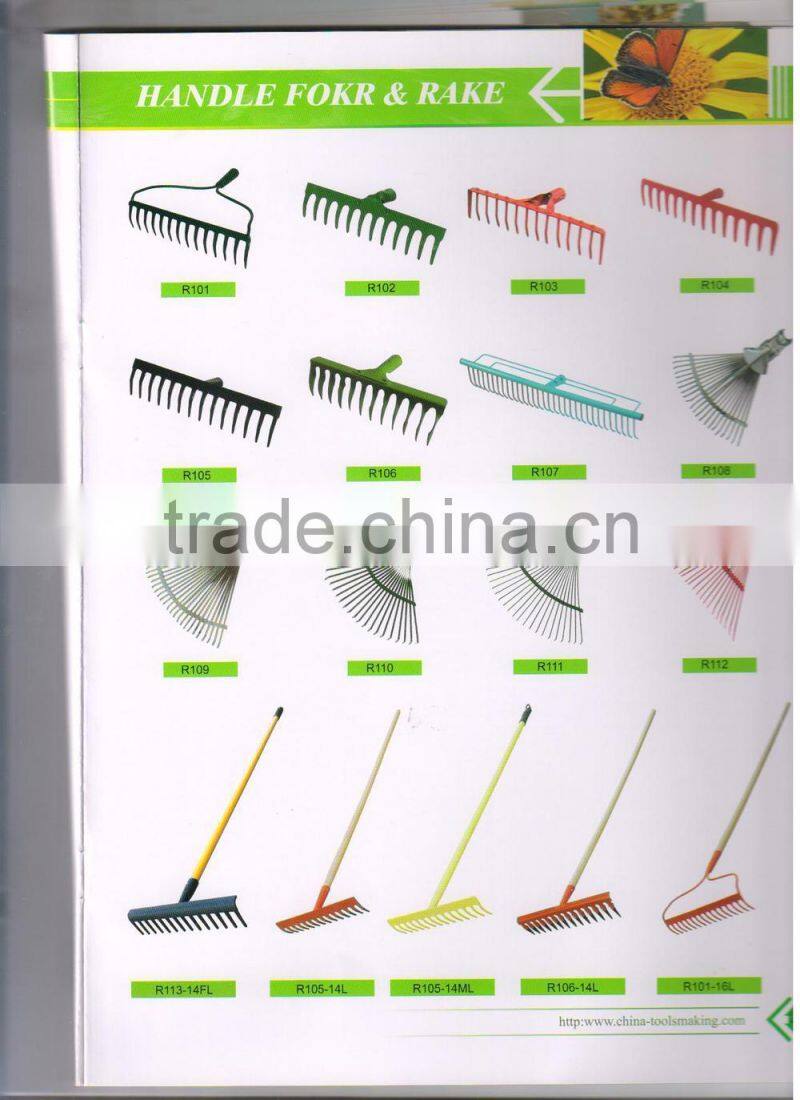 different colour of garden rake with steel handle
