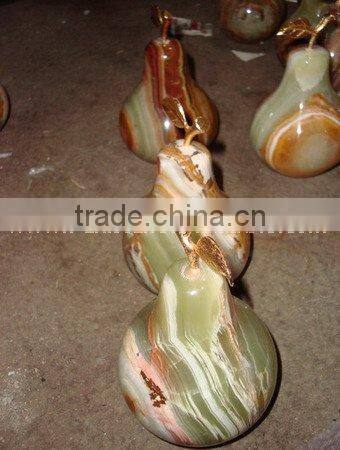 Pakistan Best Price KITCHEN AND DINING DECORATION ONYX PEAR WITH BRASS LEAF HANDICRAFTS