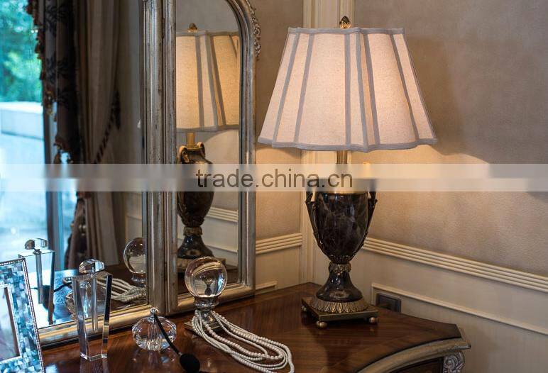 Black marble lamp body brass decoration bottom fabric lampshade table lamp