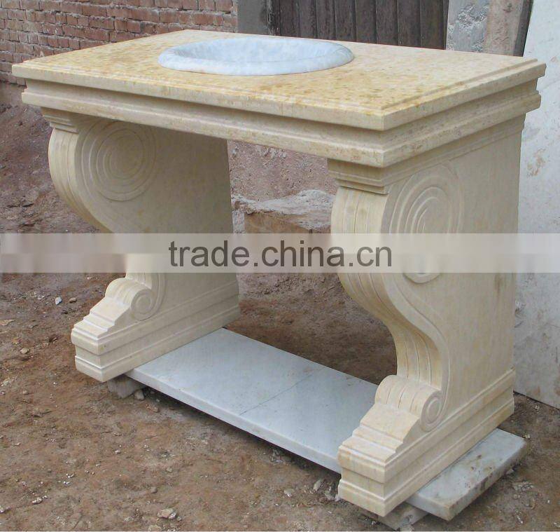 Western Style White Marble Basin with Cherub Statue