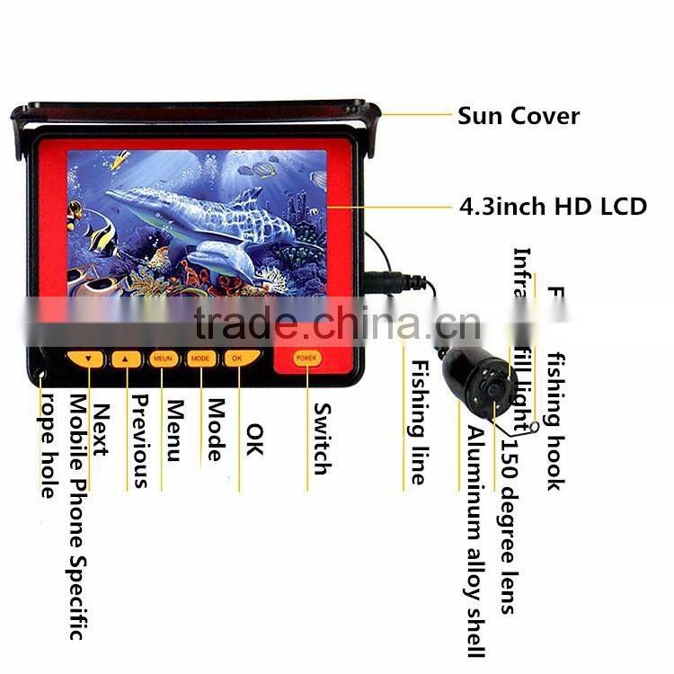 New Arrival Portable 4.3inch Colorful LCD Underwater Fishing Camera With Recording Function, 20 Meters Wireless Fishing Camera