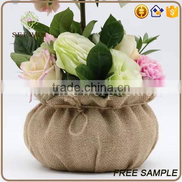 10cm height pleasant jute burlap linen material flower pot price