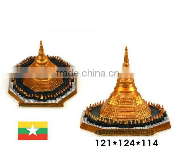 Hand painting Yangon Pagoda in Burma famous building miniature