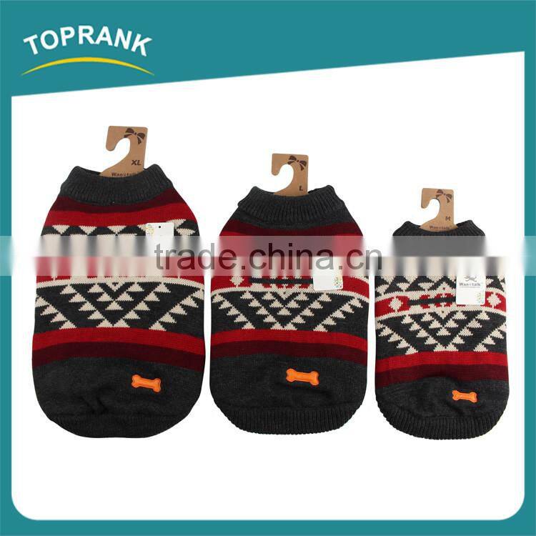 Classical winter small black geometric patterned knitting sleeveless dog pet sweater