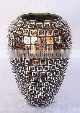 Amber Mosaic Decorative Handmade Glass Gourd Vase