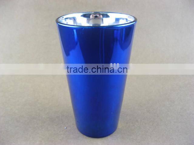blue 16oz mirrored glass tumbler/glassware