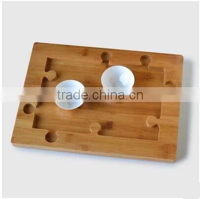Creative bamboo custom wood tray set with coaster for coffee