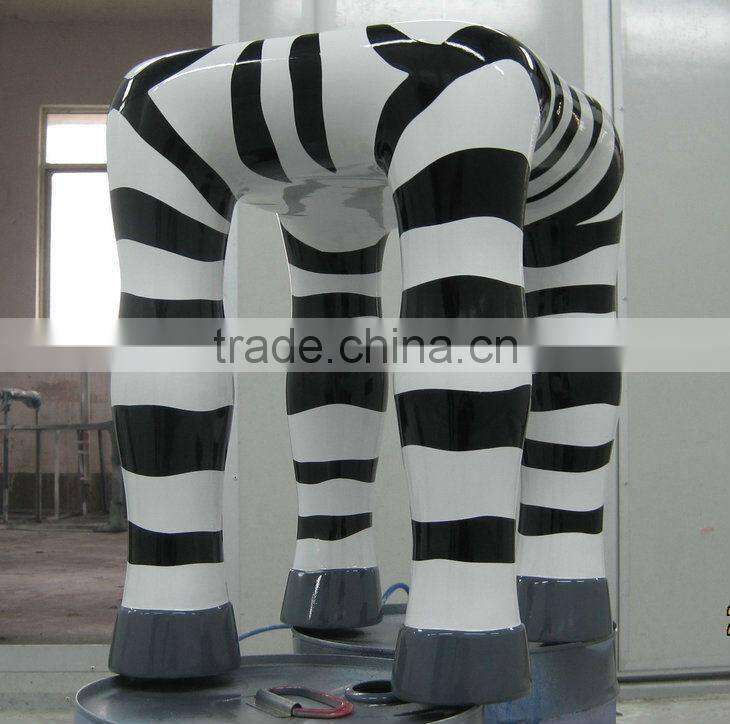 Outdoor fiberglass zebra stool