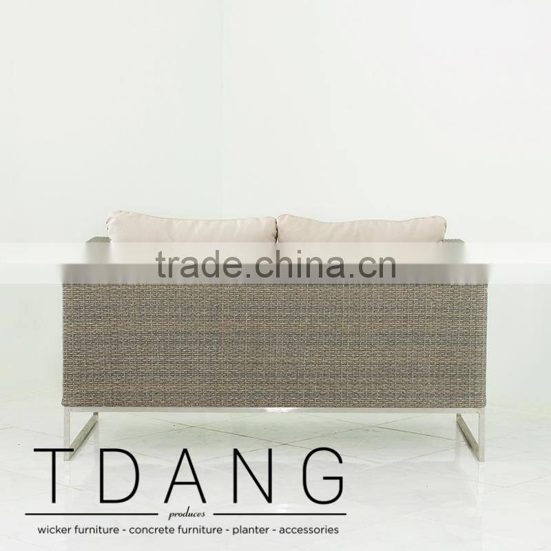 Coronado Wicker Bench with Stainless Steel Base - Contemporary Rattan furniture bench.