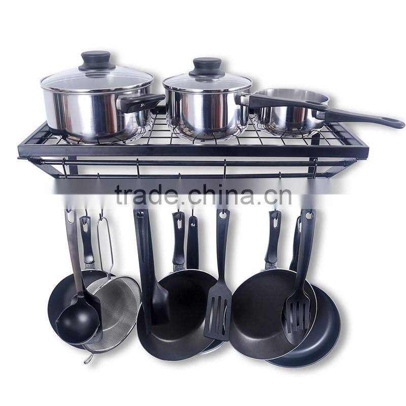 2017 Wholesale hot selling hanging pot rack, metal wall mounted pot lid rack