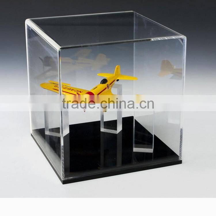 Cheap transparent acrylic display case with wood base