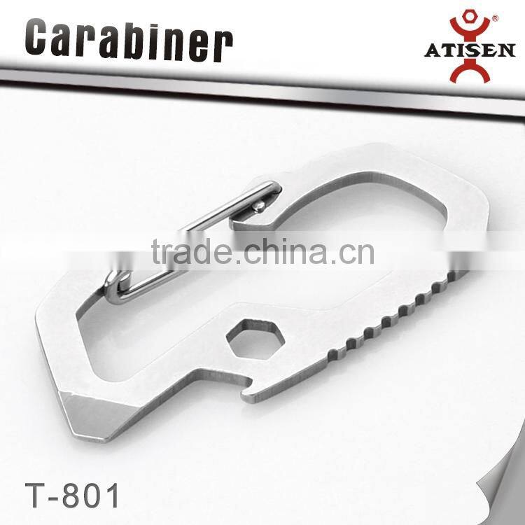 Survival Camping Hiking Rescue Gear Hot Mini Stainless Steel Carabiner Keychain EDC Multi Tool