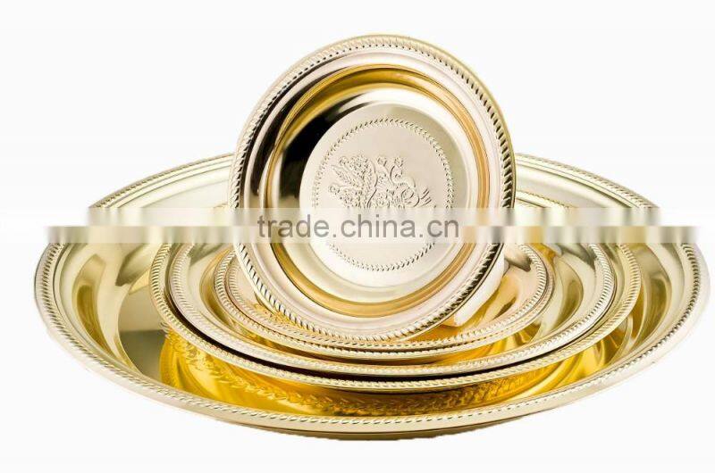 Stalinless Steel Serving Tray Round Tray in K-Gols Color