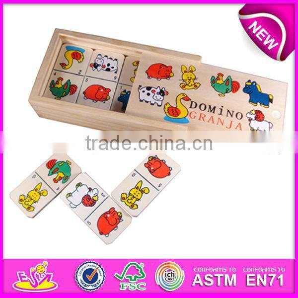 2015 Play wooden domino blocks for kids,cheap animal domino blocks for children,Wooden Dominoes Building Blocks Toys WJ277610