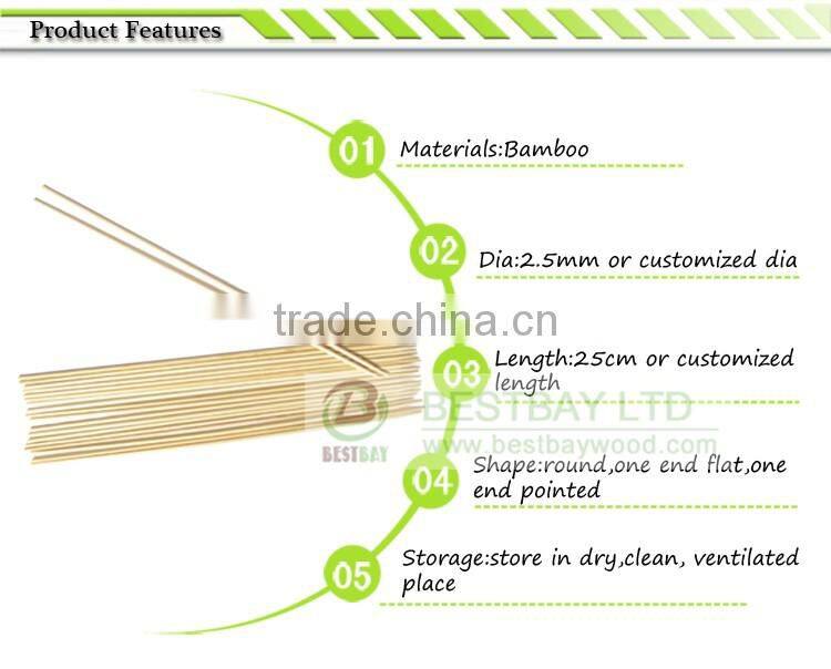 Kabob food wholesale in bulk 40cm with custom logo bamboo skewer