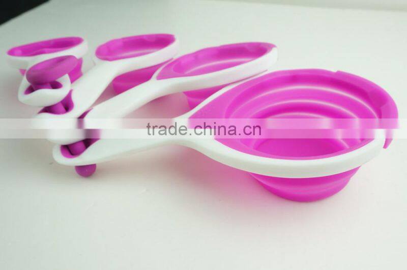 16128 SILICONE MEASURING CUPS SET CUP SPOON KITCHEN TOOL COLLAPSIBLE BAKING COOK