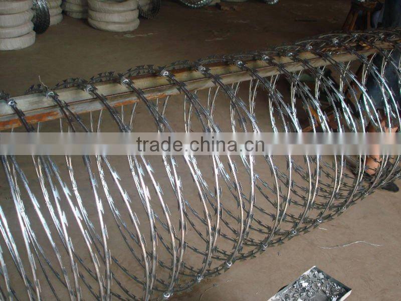 concertina barbed wire installation