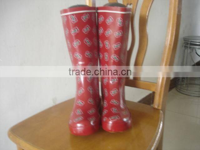 women patterned rubber rain boots flat sole outdoor rain boots
