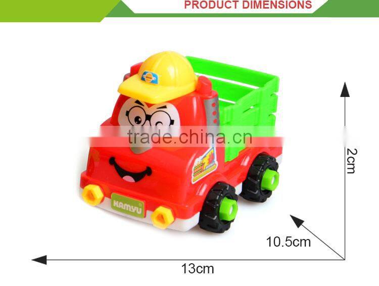 Most popular kid plastic cartoon truck intelligent diy rc car kit