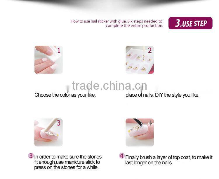Hot sale easy nail decorated with flowers nail stickers wedding girl style custom DIY