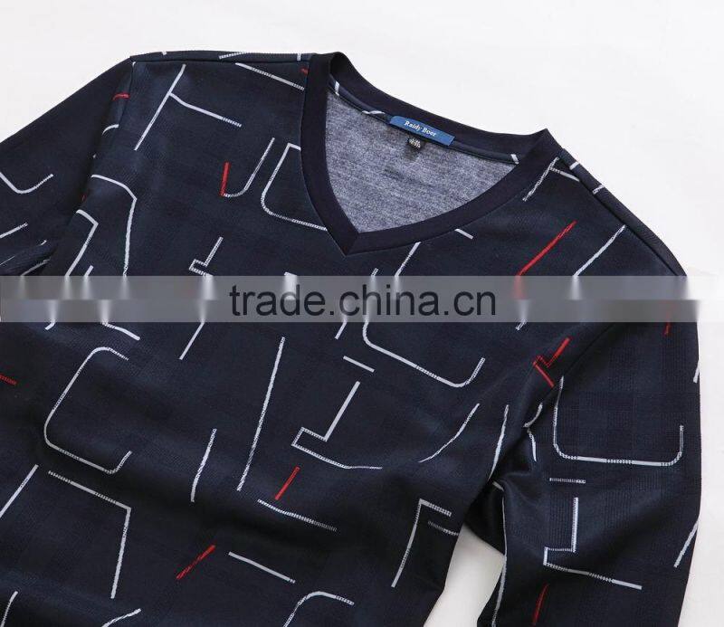 Raidyboer Men's printed long sleeve t shirt with V neck Raidyboer