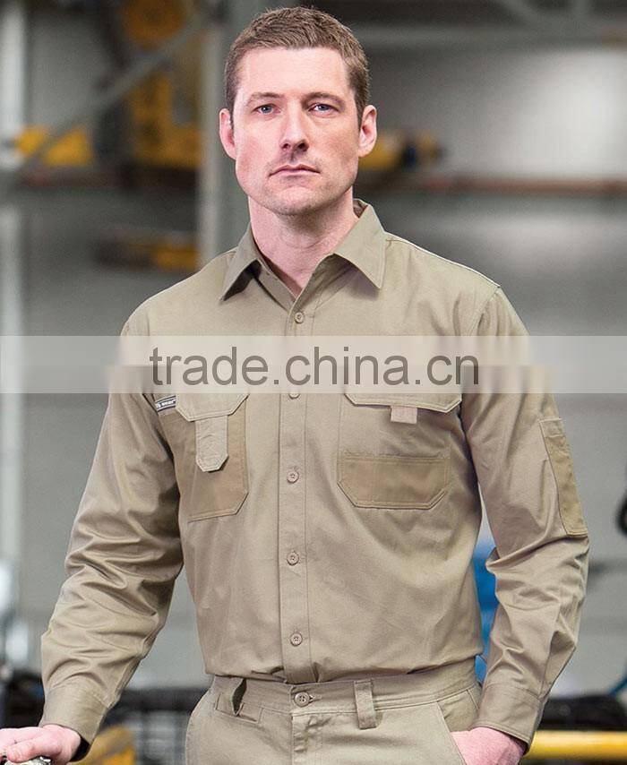 solid color worker uniform front pocket workwear man work shirts