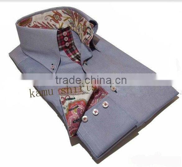 Men's high collar shirts,fashion contrast latest shirt design for man