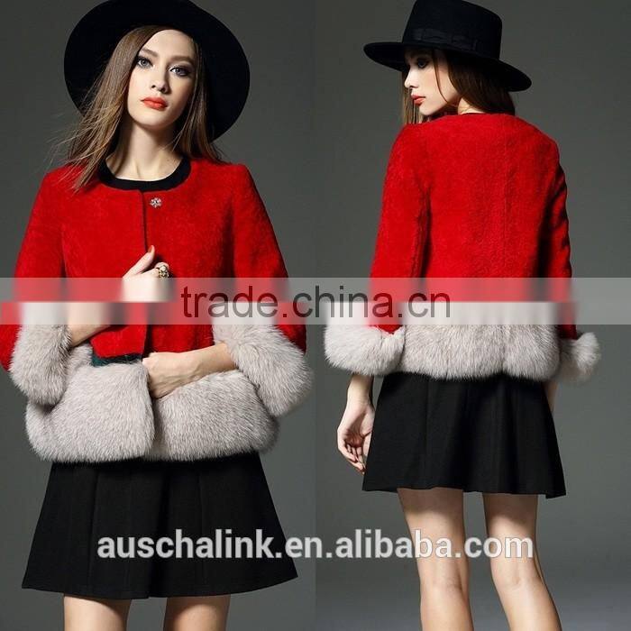 intalian style winter women round neck noble real fox fur coats