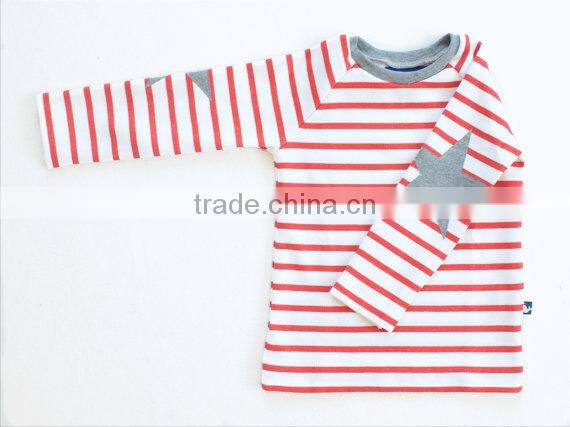 Latest Promotional Logo baby clothes Cheap Hot sale fashion wholesale kids boutique stripe long sleeve100%cotton t-shirt