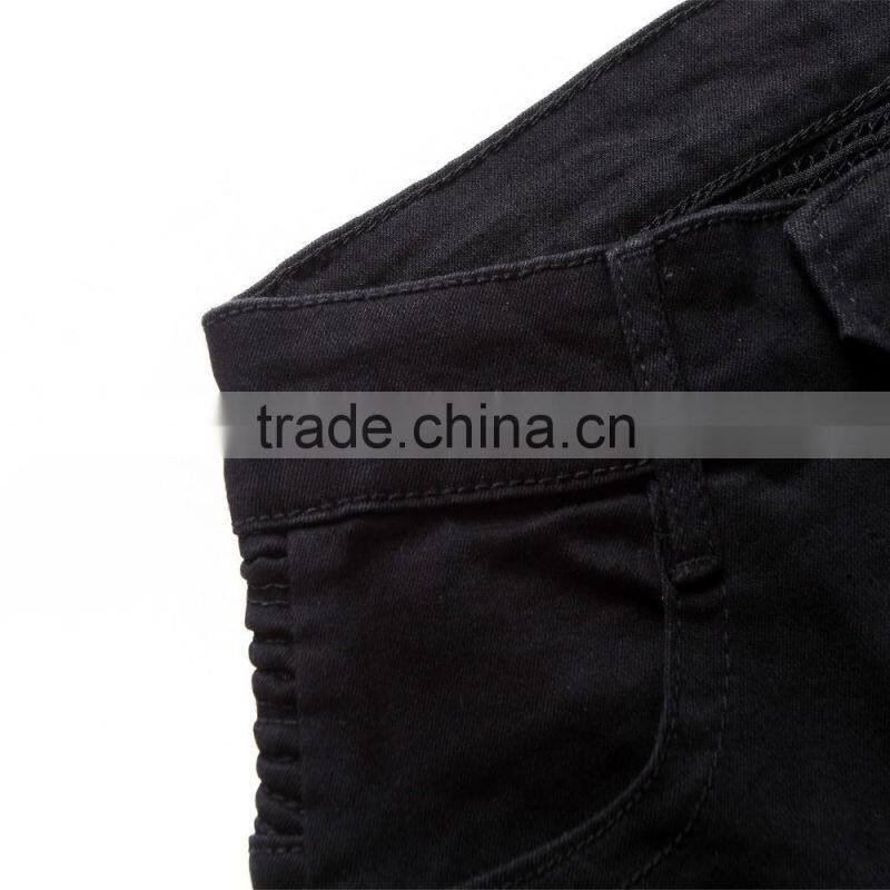 2016 Hot men's fashion men's jeans brand cyclists hole zipper jeans personality male personality beggar pants