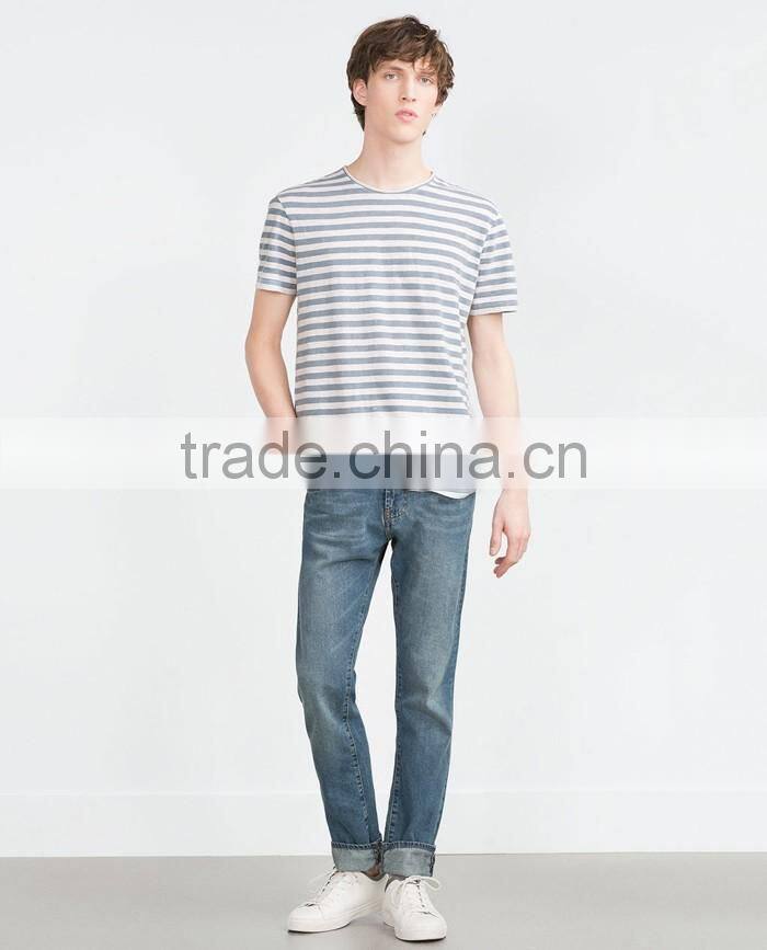 Men striped longline t shirt wholesale China
