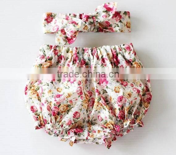 Plain weave cotton bloomer lace frontals ruffle diaper cover newborn to 24 month baby wear