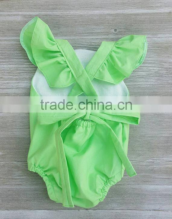 Boutique Summer Newborn Baby Clothes Solid Color Linen Frock Adjustable Wholesale Girl Romper