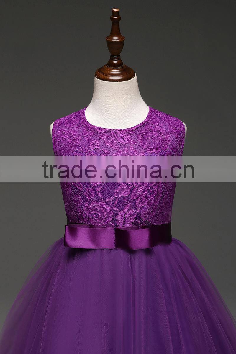 Children girl sleeveless dress embroidered princess lace alibaba wedding dress