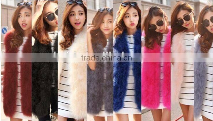 Women's fashion white turkey feather fur vest with real dyed turkey feather lady clothing
