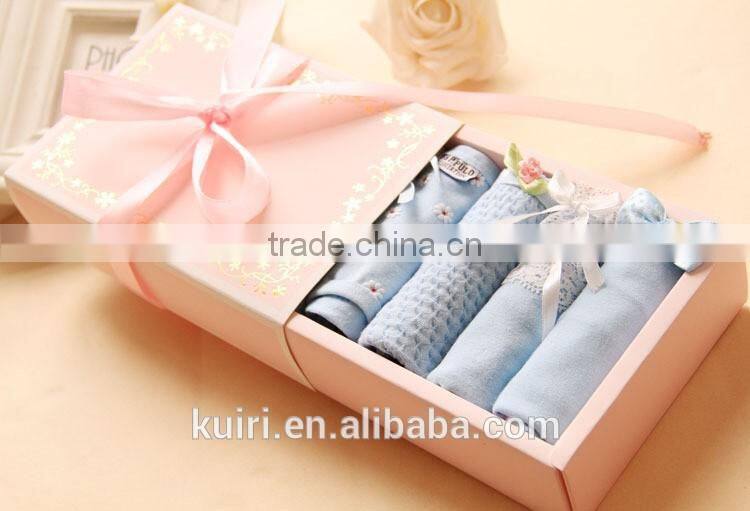Hot sell 5 gift boxed cotton low waist girls Briefs lady cute cotton lace underwear panties