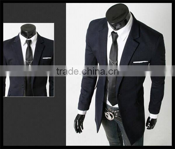 2016 latest european style velvet trendy business long blazer suit for man