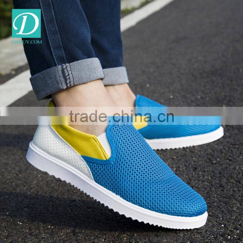2016 Autumn Casual Flats Shoes Men Round Toe Slip On Mesh Upper Shoes
