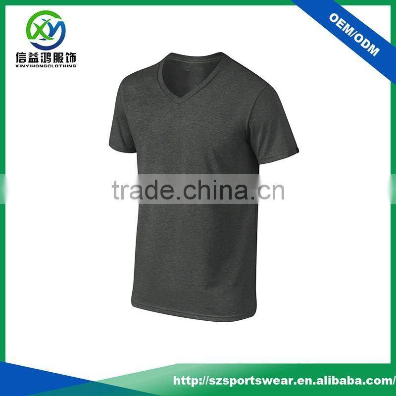 Popular custom mens black color short sleeve v-neck t-shirt,sports wear cotton fabric gym shirt