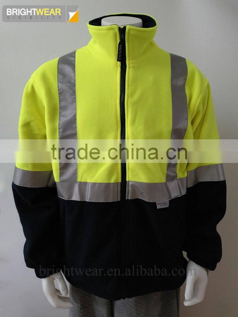 Polyester inner brush fleece jacket safety sweatshirt meet EN ISO20471
