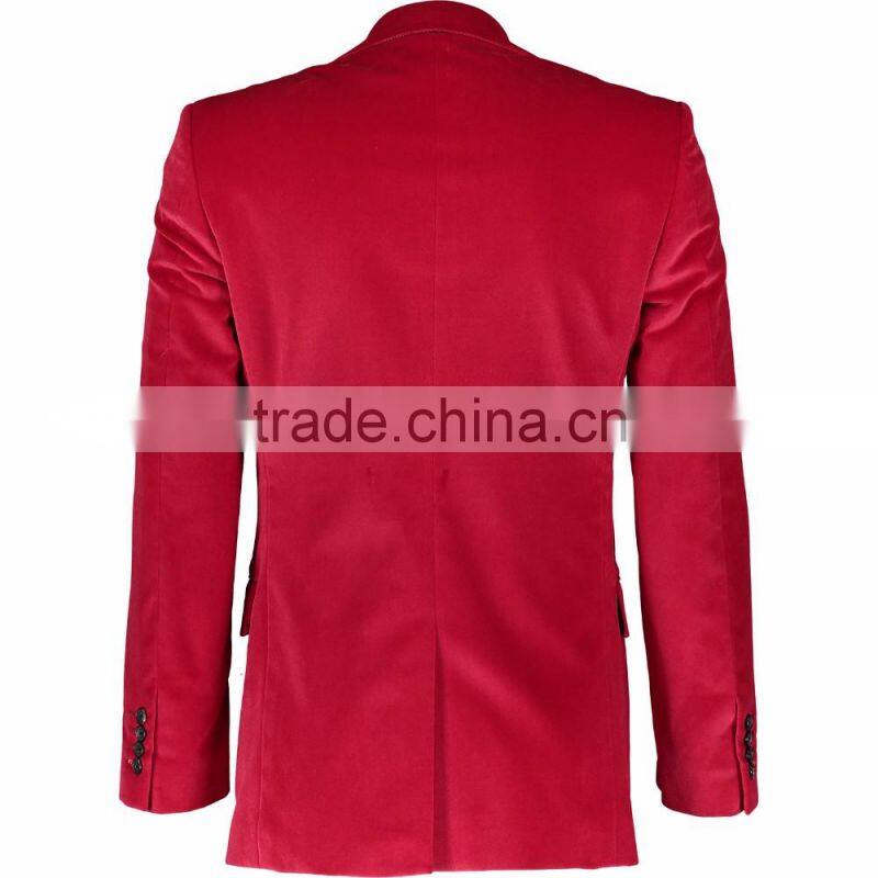 2017 Fashion Premium Quality Red Velvet Slim Fit Blazer for Men
