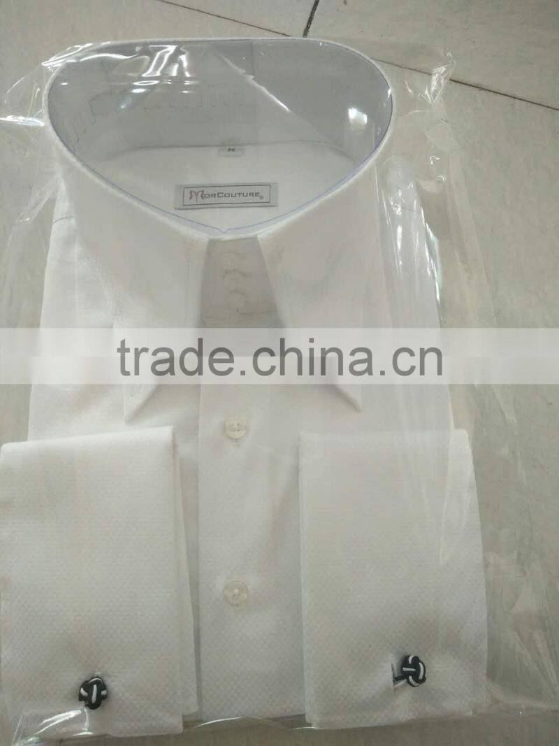high collar french cuff men shirts