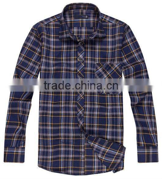 2016 Elegant fancy style 100%Cotton Single velvet Checked thickening Shirt for men