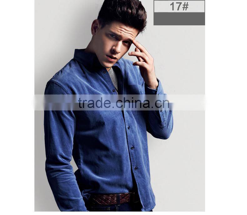 2014 New Style Fallow Jeans corduroy navy blue Shirt For Men corduroy shirt